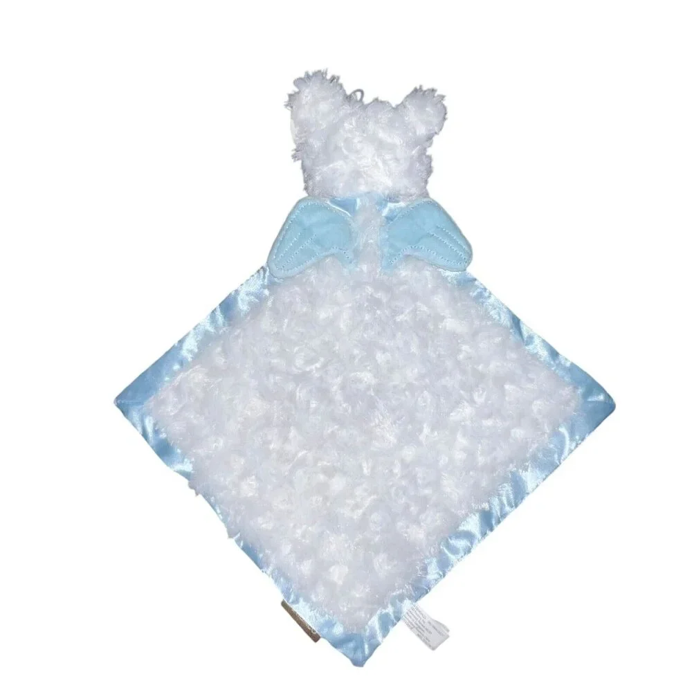 Demdaco Guardian Angel‎ Bear Cross Lovey Security Blanket  White Blue Satin New